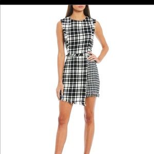 Frayed Detail Mixed Tweed Dress